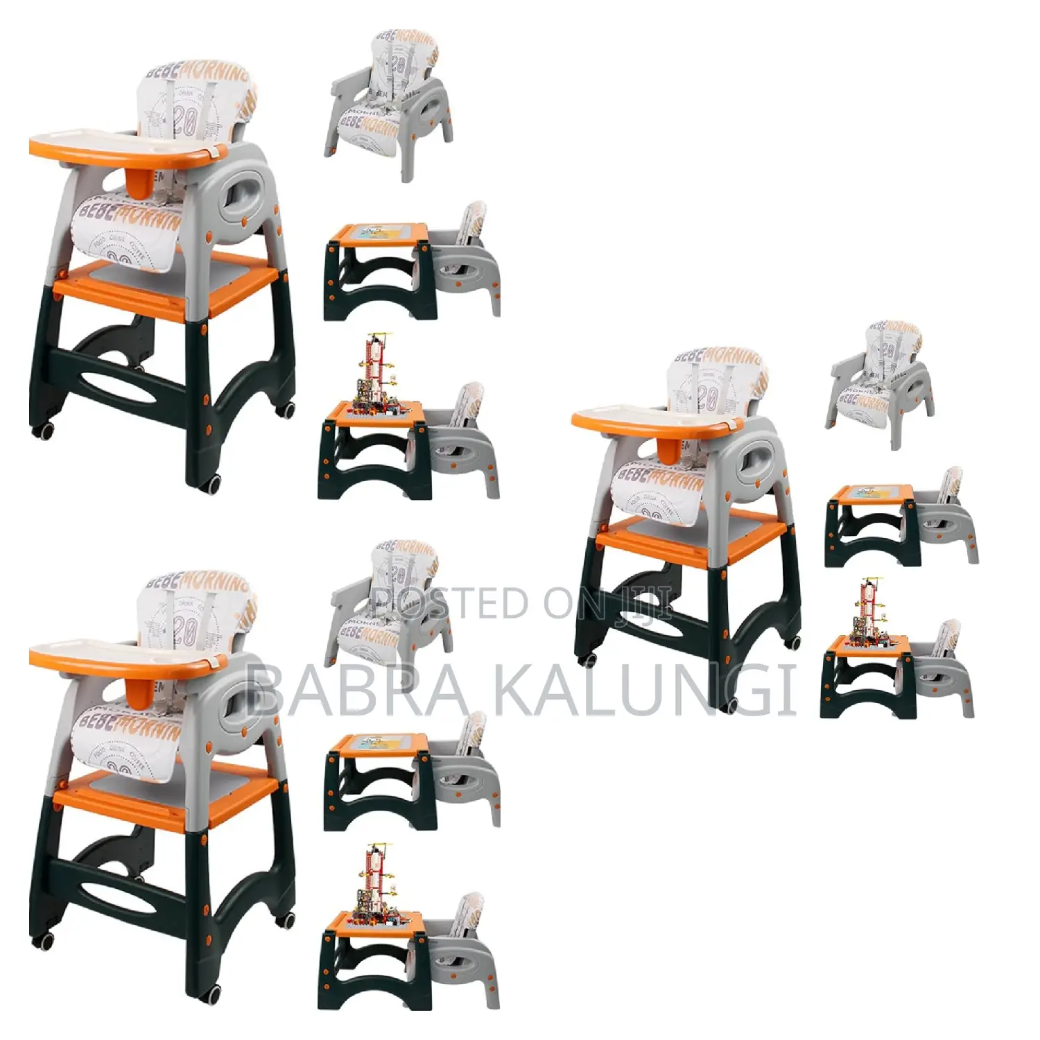 3 in 1 Convertible Baby Feeding Chair With Wheels