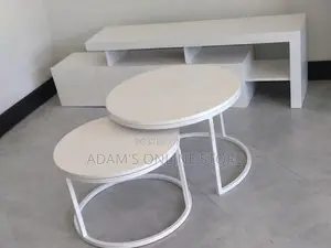 Center Table Round and White Tv Stand Combination