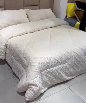 Velvet Bedcover Cream With Two Pillowcases And One Bedsheet