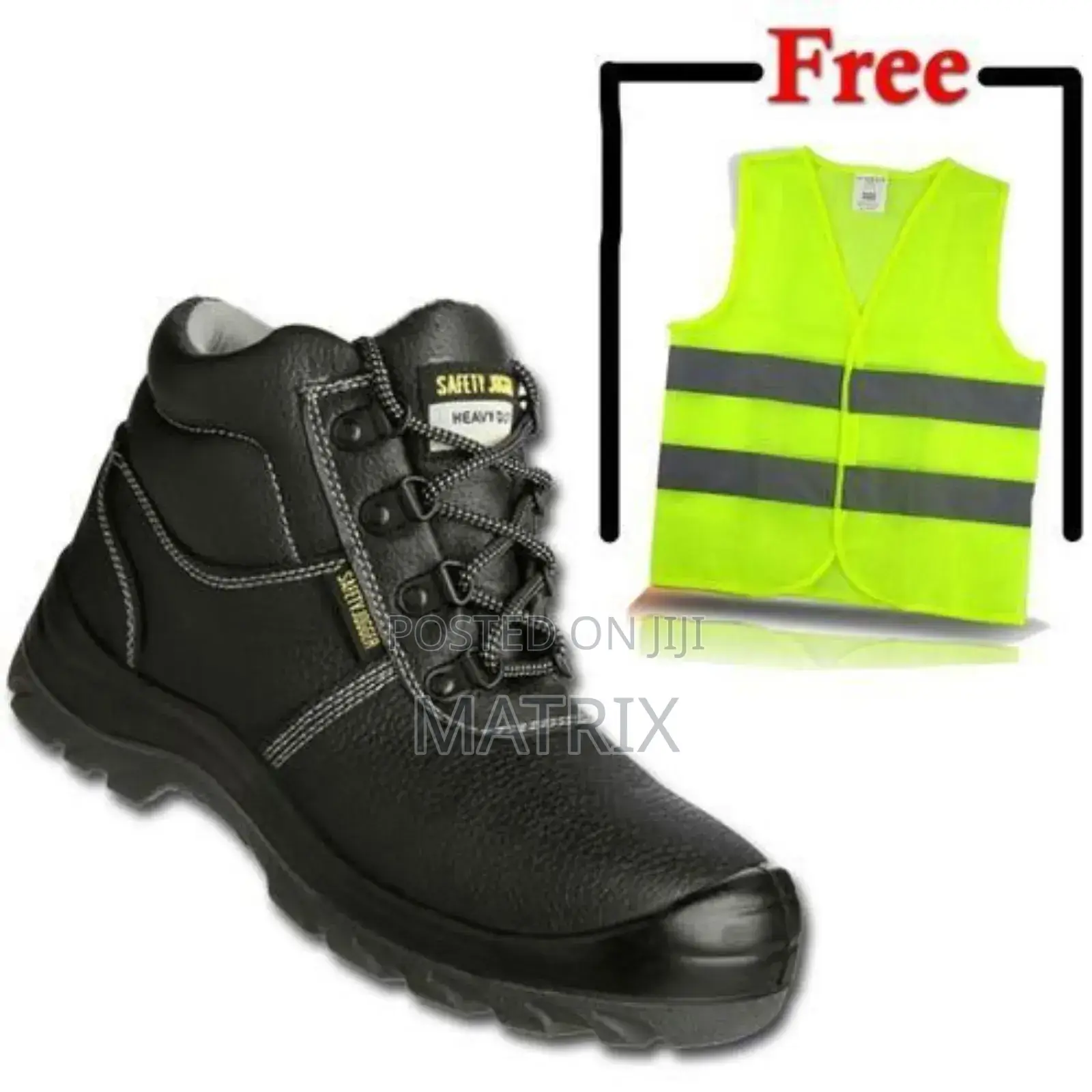 Jogger Safety Shoes Oil Resistant Boots + 1free Reflector - Black