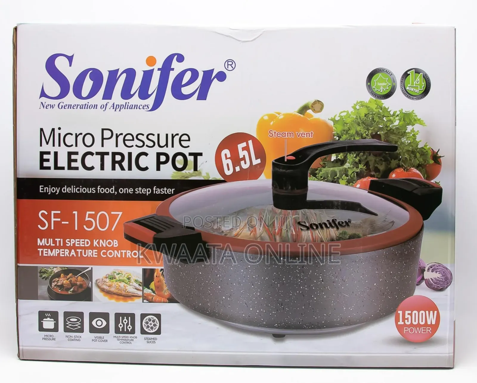 6.5l Sonifer Sf-1507 Non Stick Die Cast Pan Electric Cooking Pot