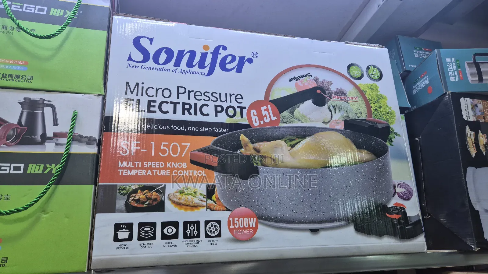 6.5l Sonifer Sf-1507 Non Stick Die Cast Pan Electric Cooking Pot
