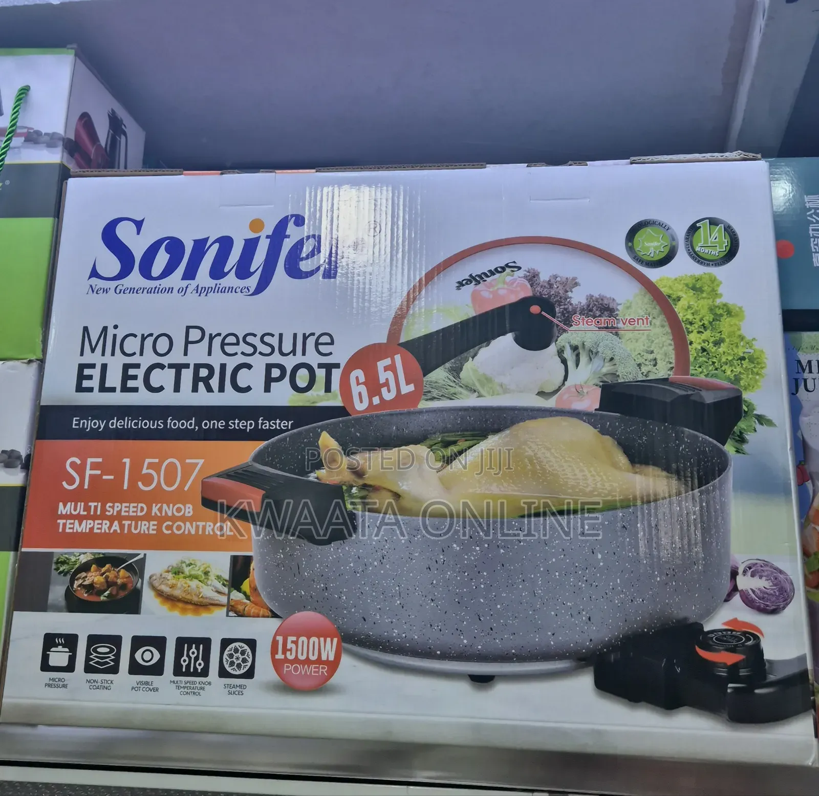 6.5l Sonifer Sf-1507 Non Stick Die Cast Pan Electric Cooking Pot