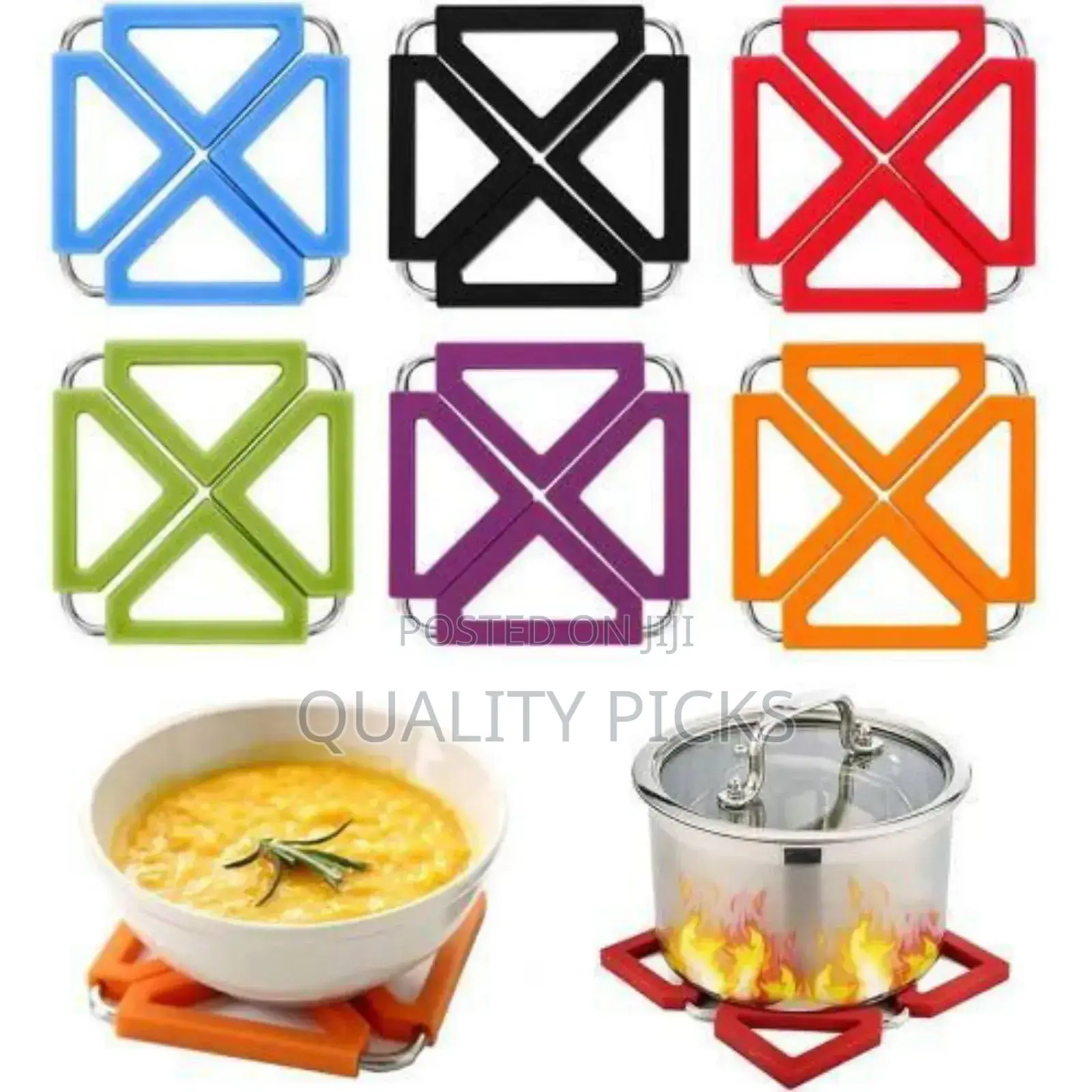 6 PCS Silicone Trivet Mats Expandable Hot Pot Holder Pads.