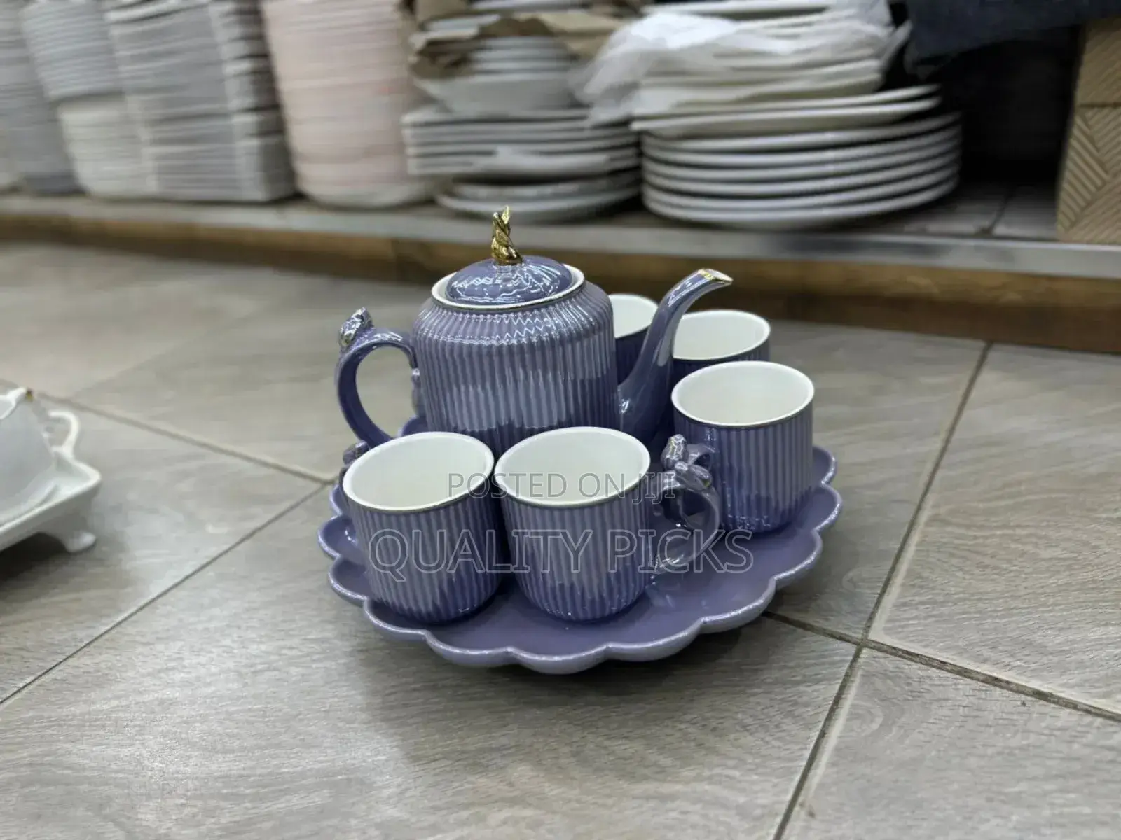 Ceramic Tea/Coffee Set With 6pcs Cups , Porcelain Tea Pot and Tray.