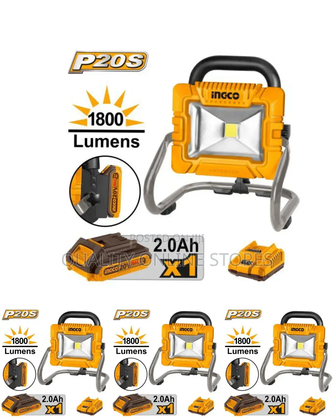 Ingco Hrlf4415 - Lithium-Ion Portable Lamp - Orange
