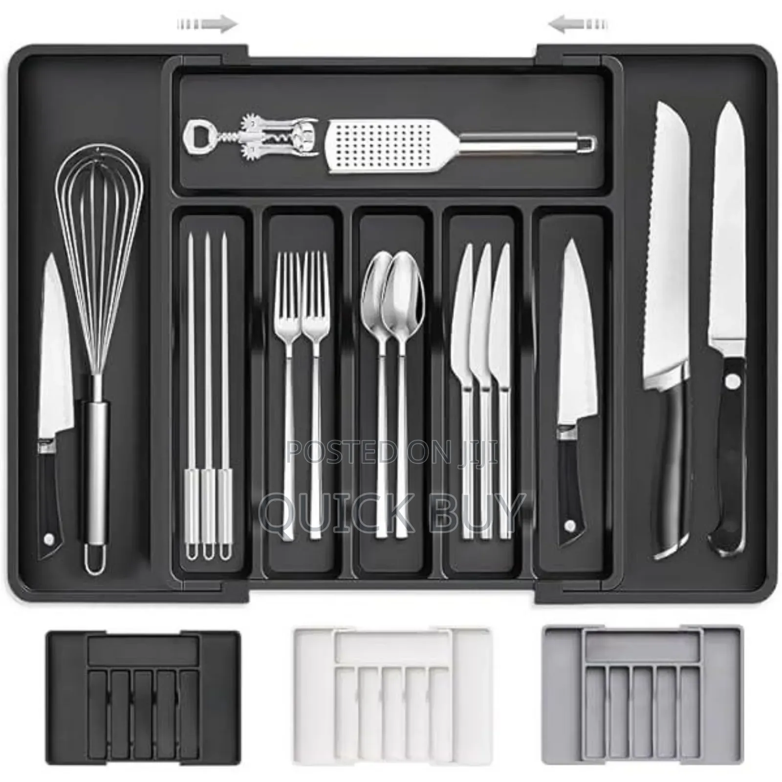 Space Saving Adjustable Kitchen Silverware Drawer Organiser
