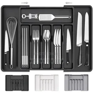 Space Saving Adjustable Kitchen Silverware Drawer Organiser