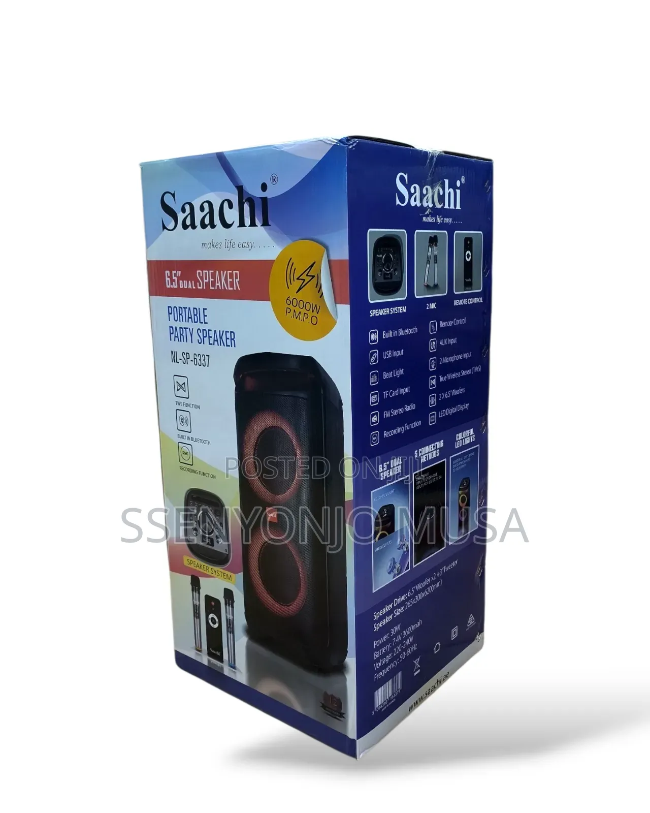 Saachi Portable Speaker System With Bluetooth, Usb, and Mic