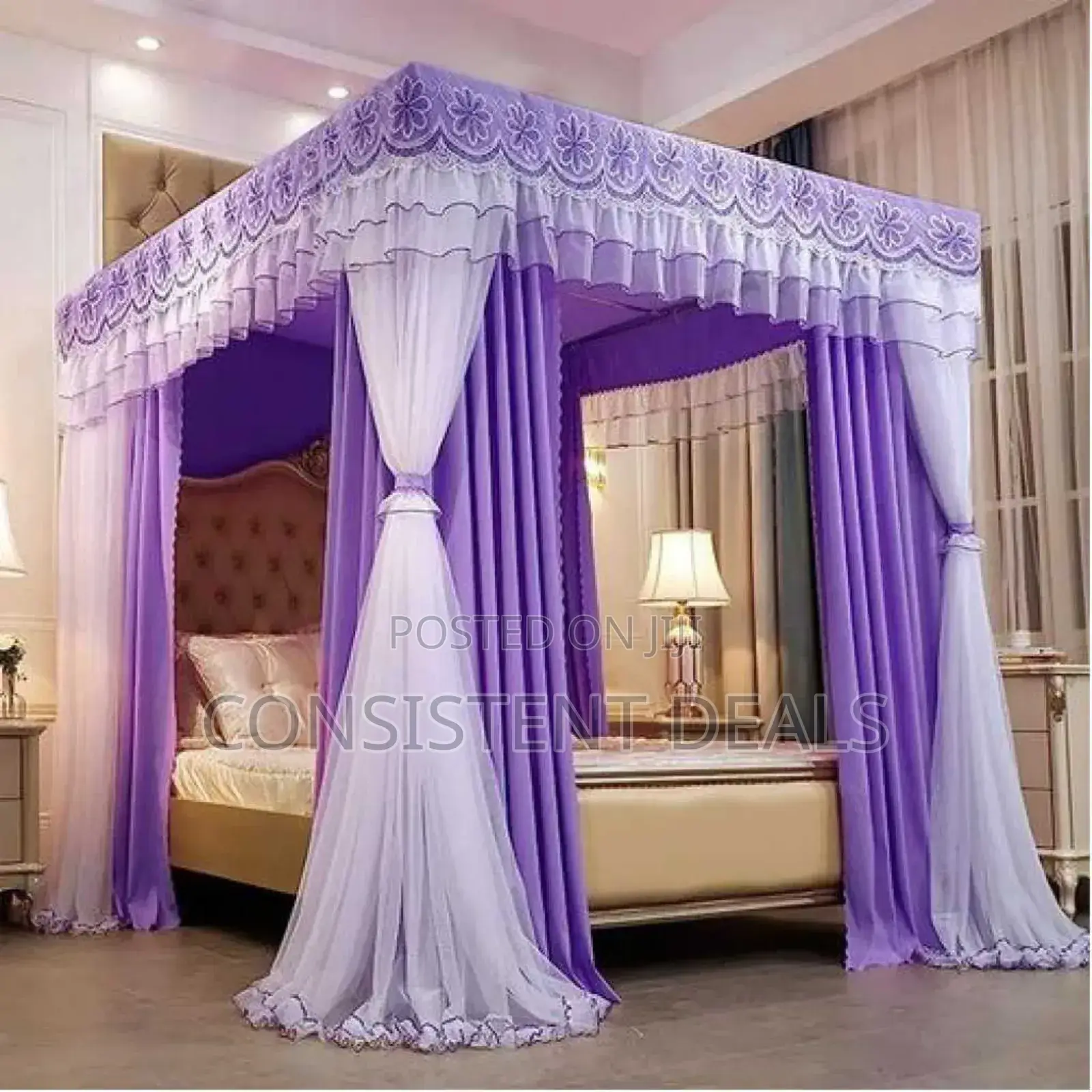 4 Stand Mosquito Net With Curtains