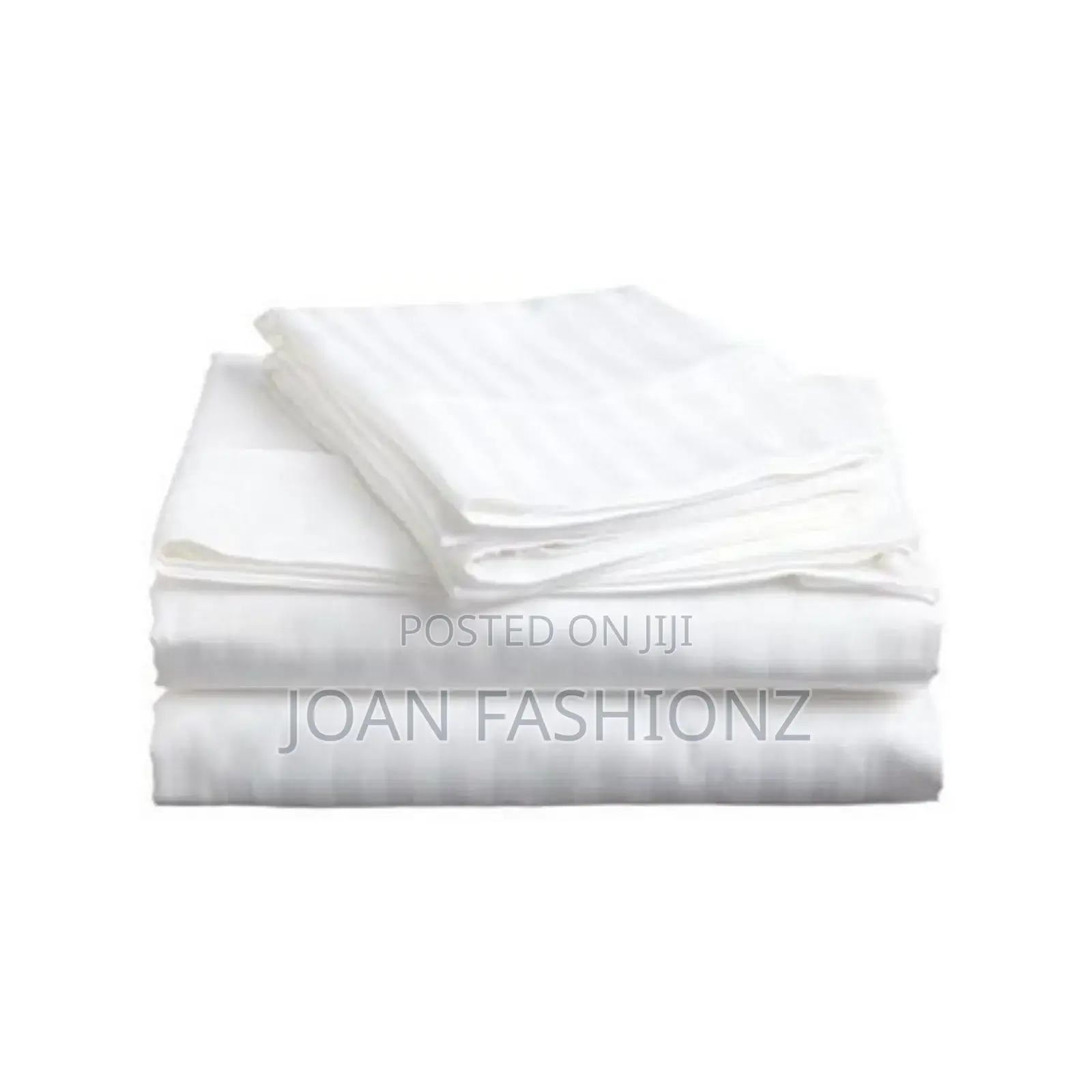 Cotton Stripe Satin Bed Sheets -White