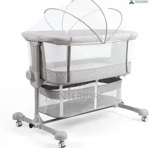 Baby Bed Side Crib With Storage Basket, Easy Folding Bassinets
