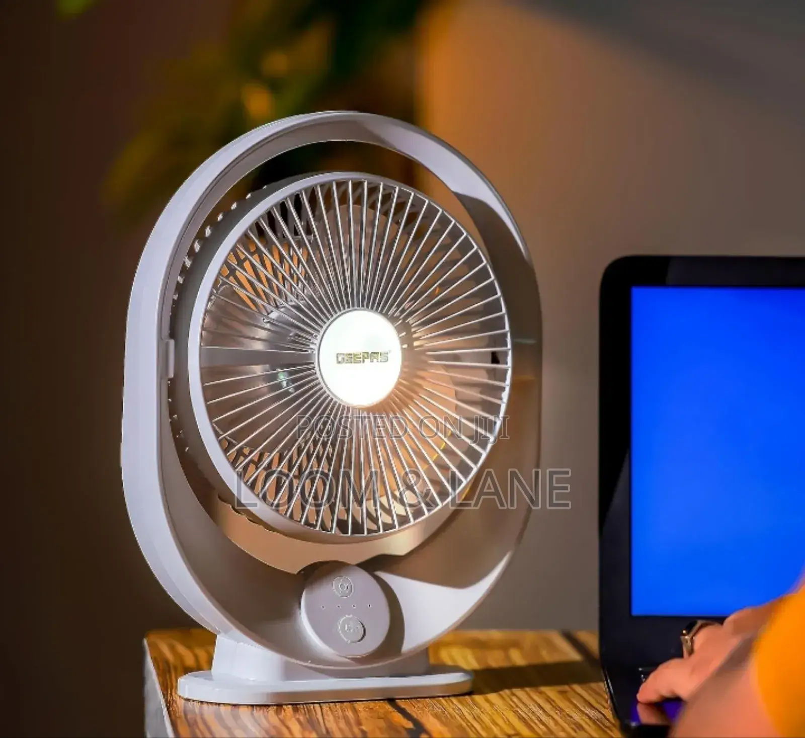 Geepas 8" Rechargeable Fan With Led Light- Gf21120