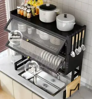 Dustproof Double Dish Cabinet Organiser Rack