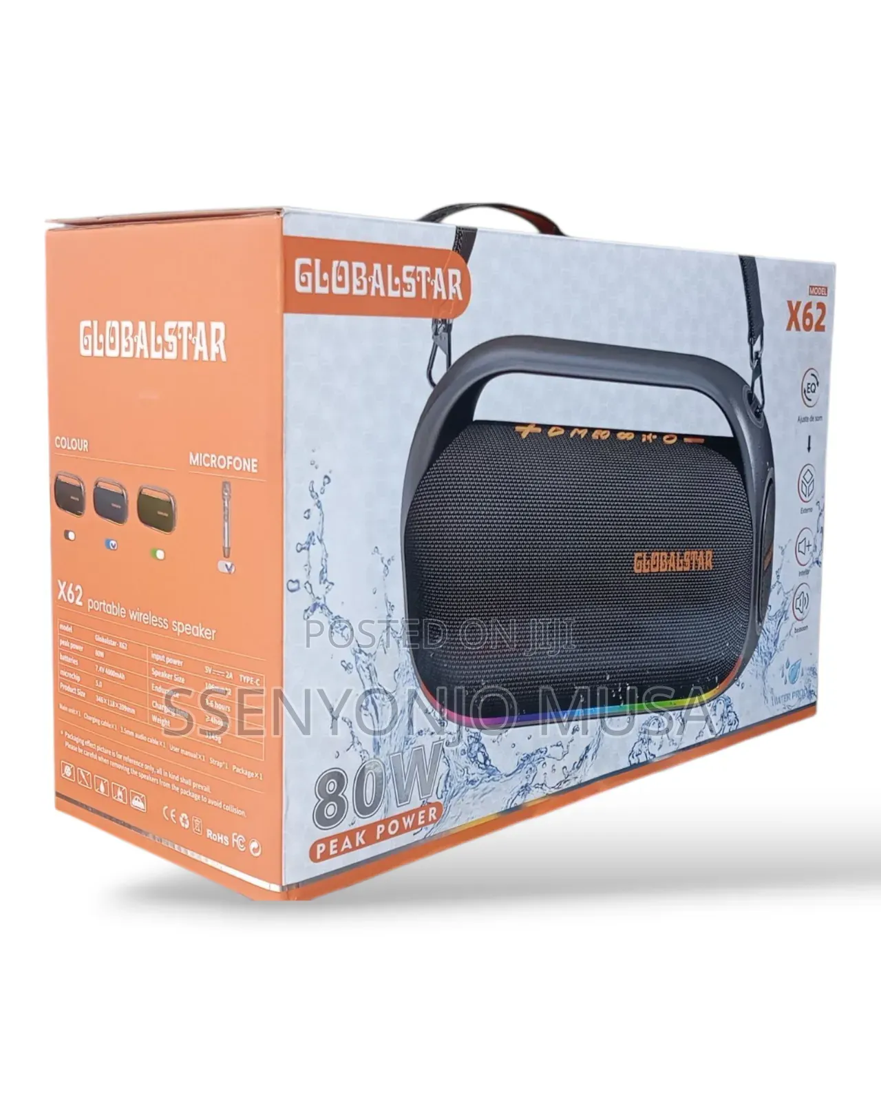 Globalstar X62 Portable Wireless Speaker – Bt 5.0, 4000mah Battery