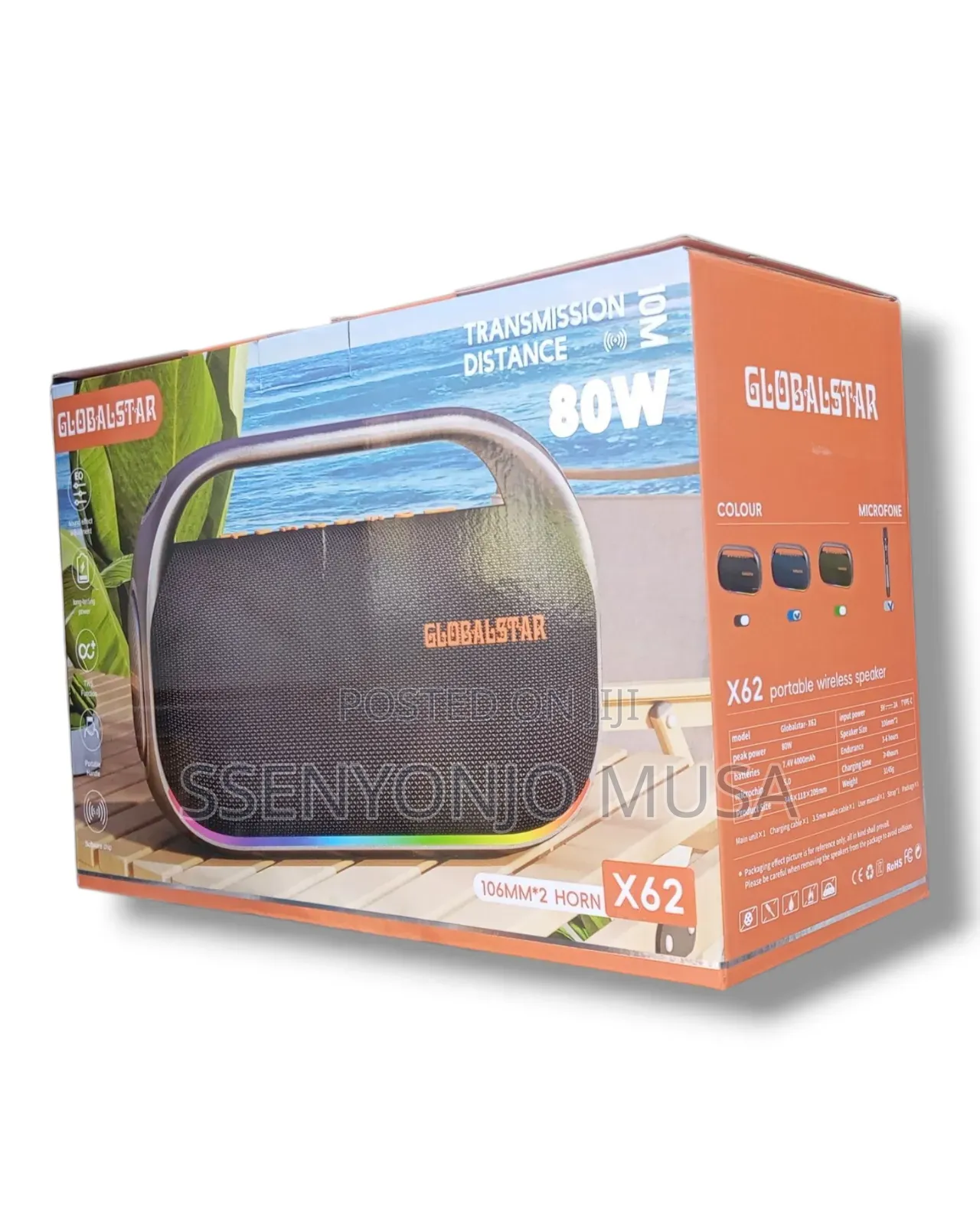 Globalstar X62 Portable Wireless Speaker – Bt 5.0, 4000mah Battery