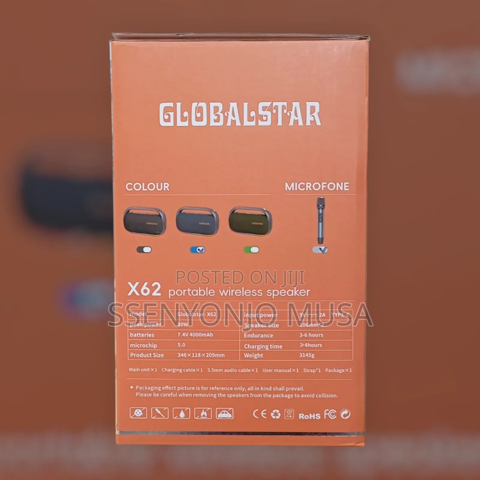 Globalstar X62 Portable Wireless Speaker – Bt 5.0, 4000mah Battery