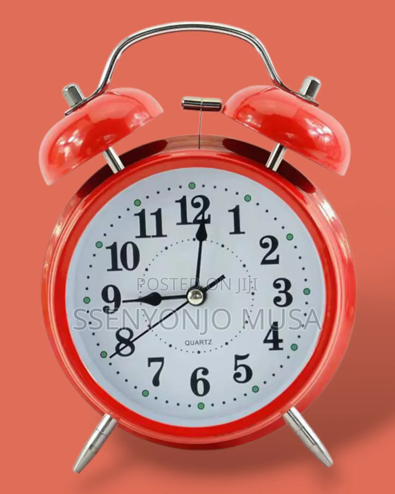 Vintage Twin Bell Alarm Clock –Battery Operated Mini Analog Round Dial
