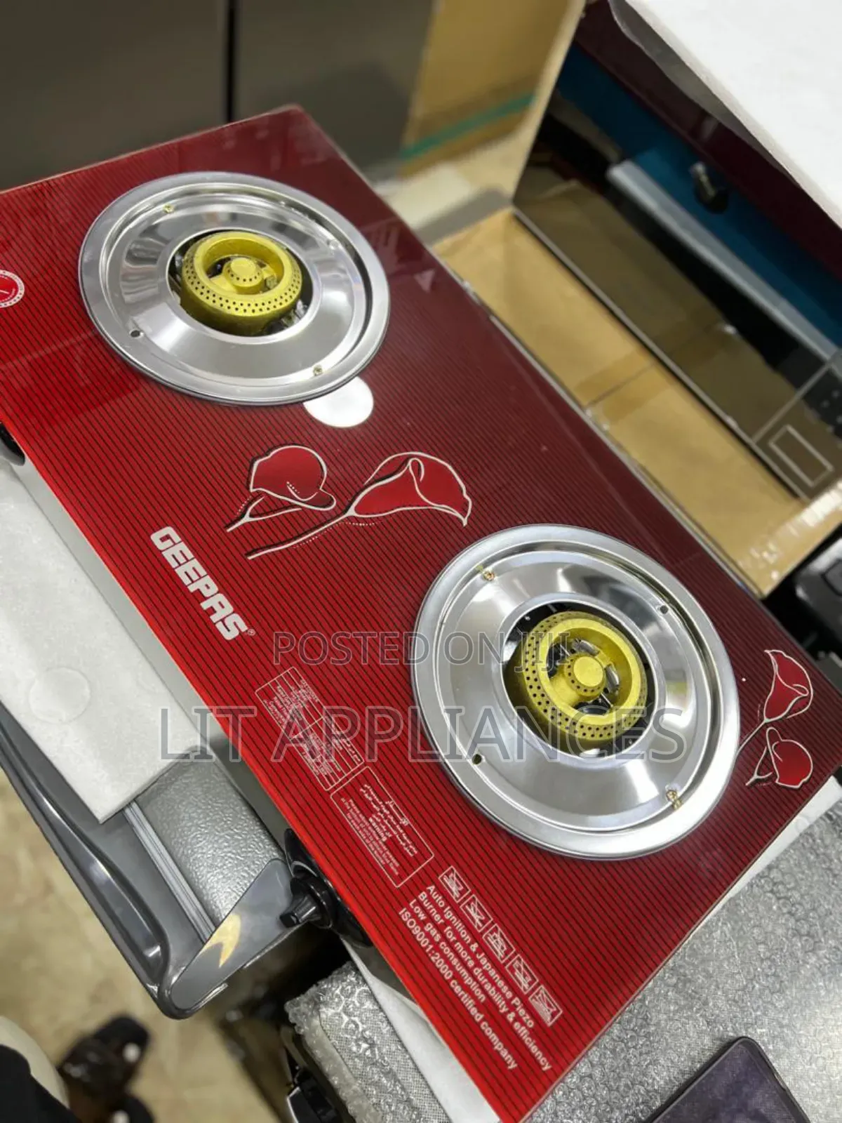 Geepas Strong Glass Double Gas Burner With 2years Warranty.
