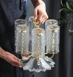Upside-Down Cup Drain Rack Coffee Cup Display Stand(Gold)
