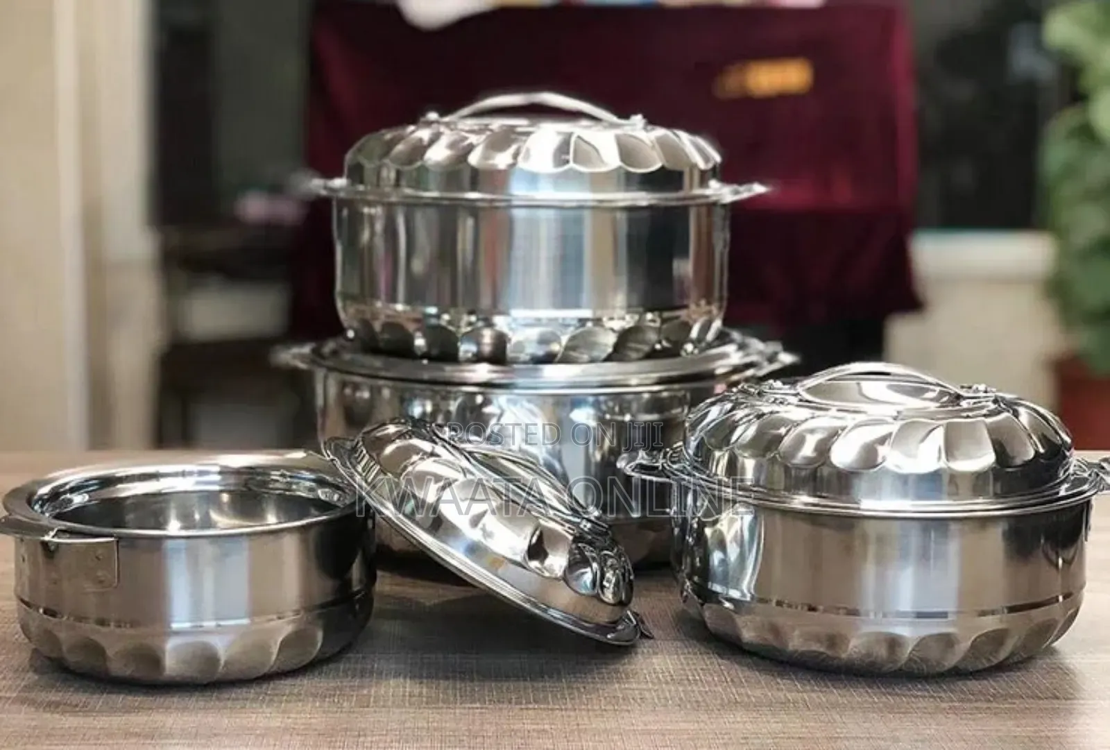 4pcs(1l/2l/3l/5l)Stainless Steel Food Warmer Storage Container