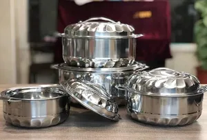 4pcs(1l/2l/3l/5l)Stainless Steel Food Warmer Storage Container