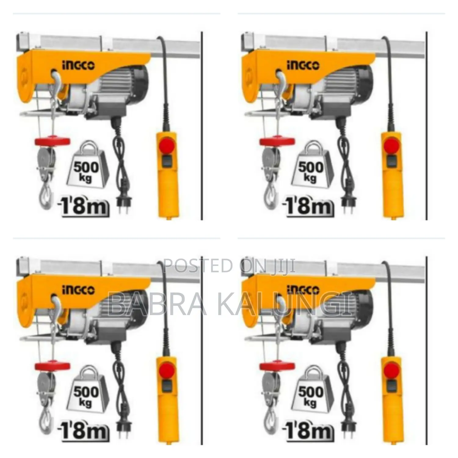 Ingco Electric Hoist 900w, 250kgs/500kgs Lifting Capacity