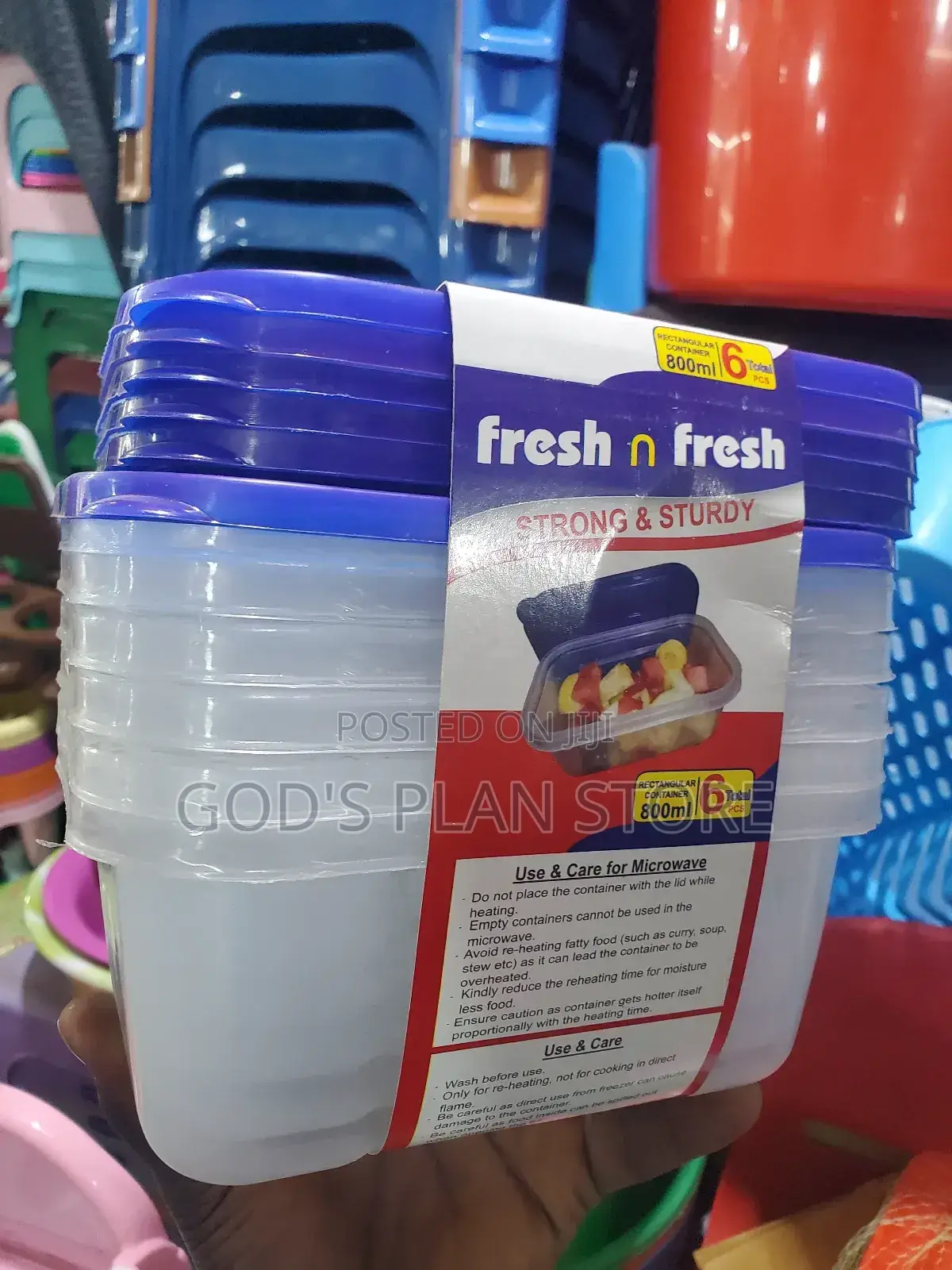 800mls Plastic Food Storage Containers 6pcs