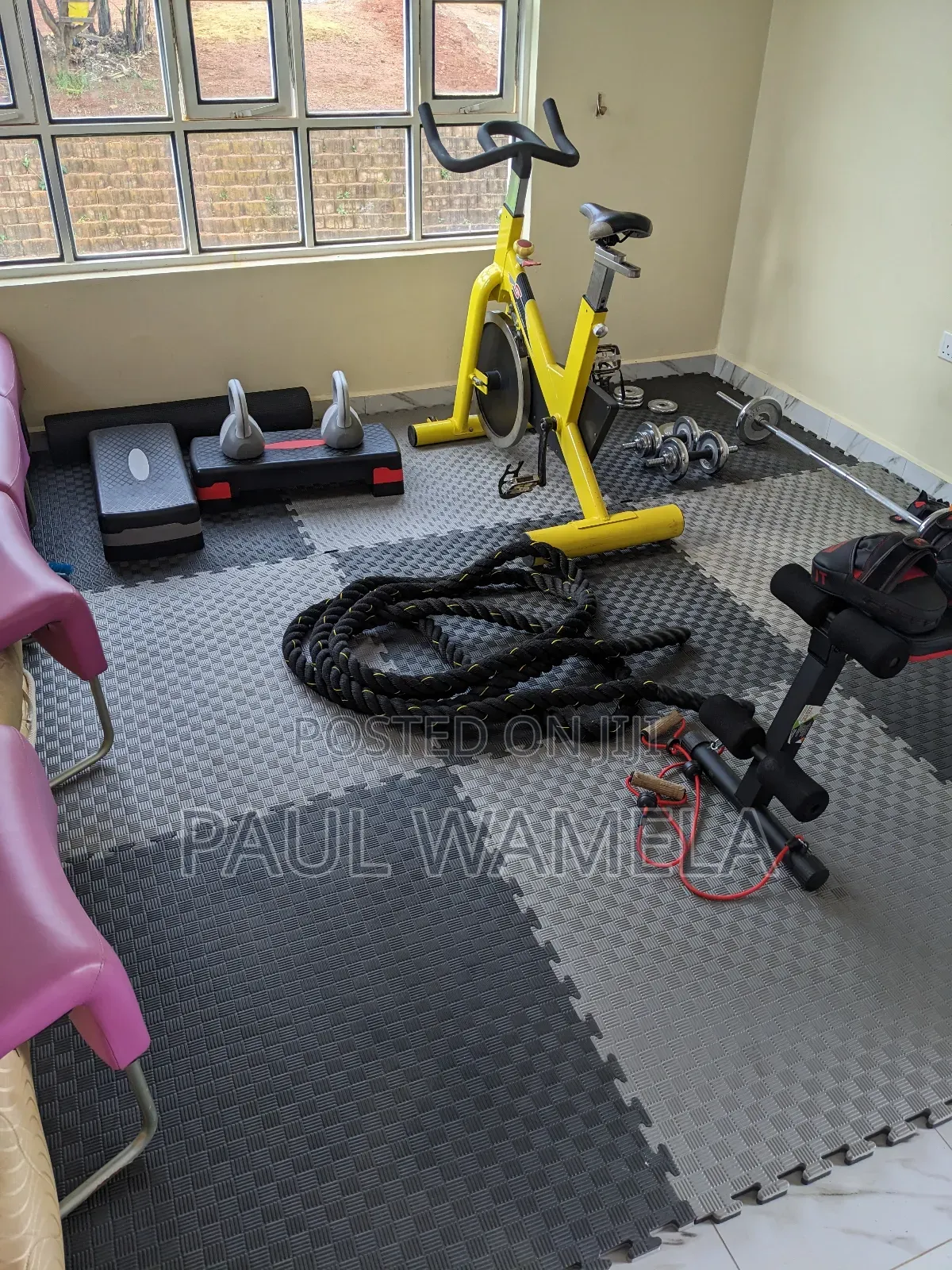 Kettle Bell, Resistance Band, Barbell, Trampoline