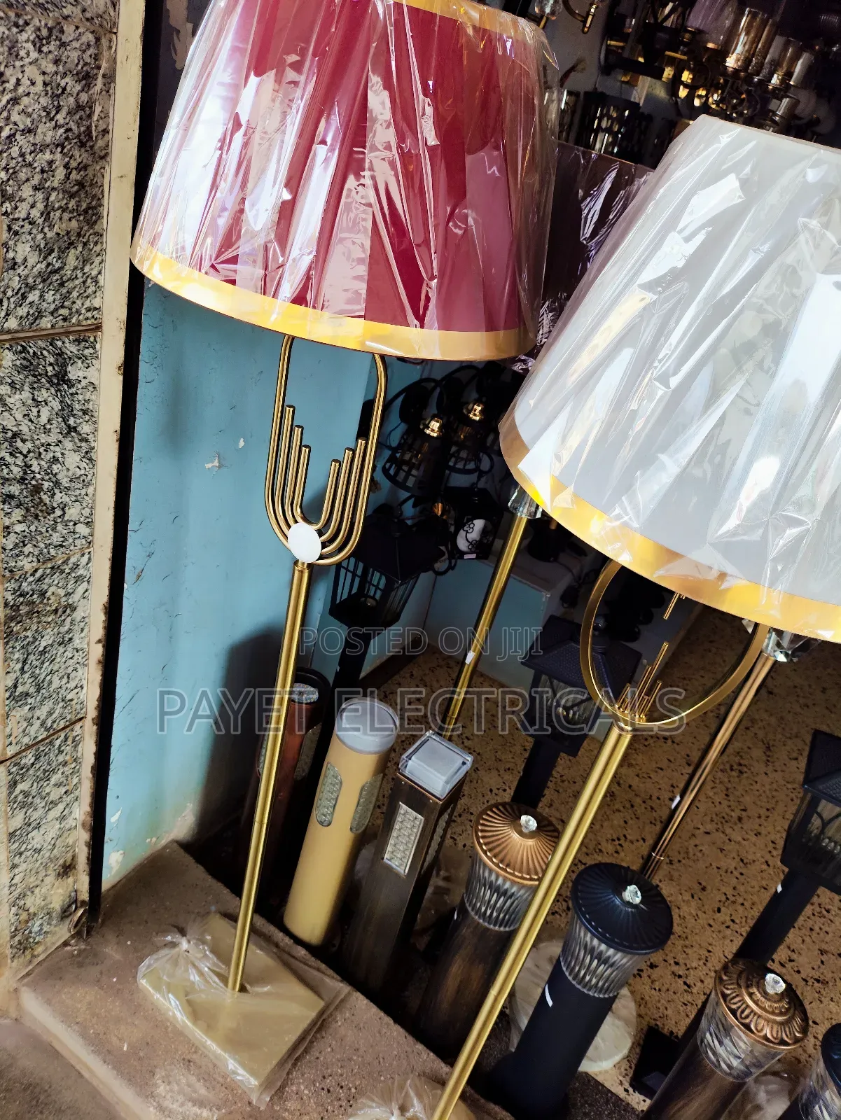 Maroon / Golden Floor Lamp for Sitting Room