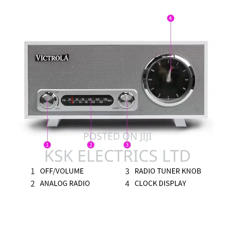 Bluetooth Speaker With Fm Radio Analog Alarm Clock and 5v 1a