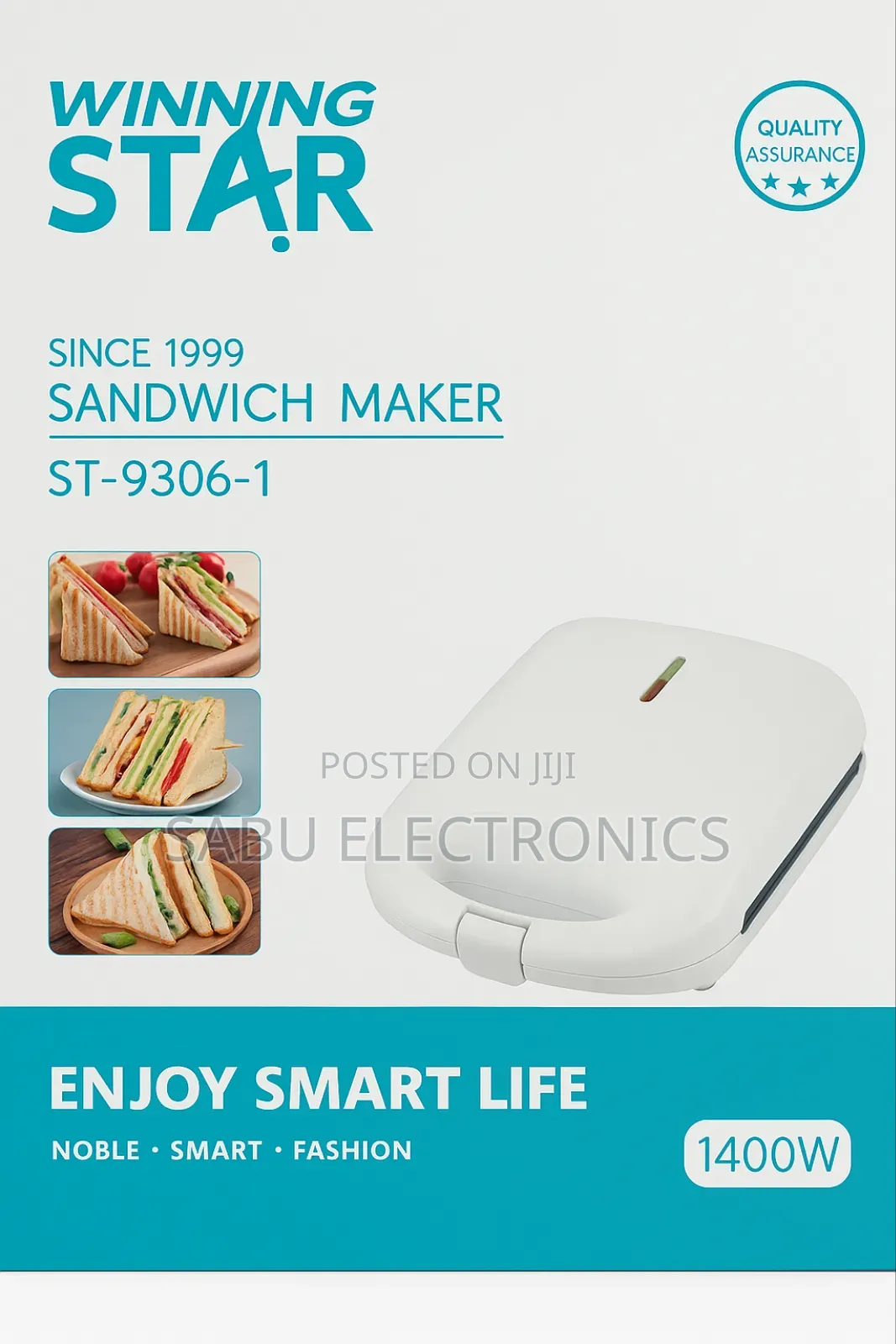 Winningstar 1400w Sandwich Maker –4 Slices of Sandwich