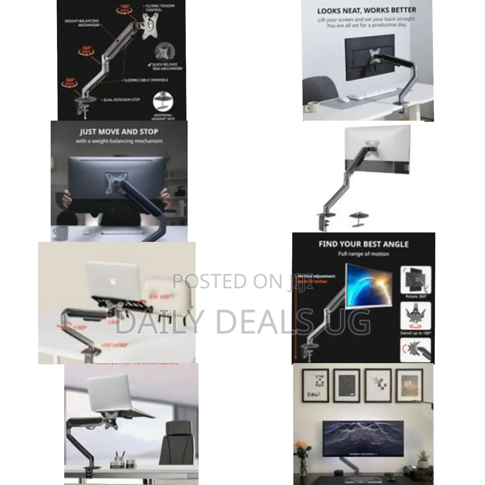 Single Monitor Mount, Holds Screen Up to 32inches and 19.8lbs