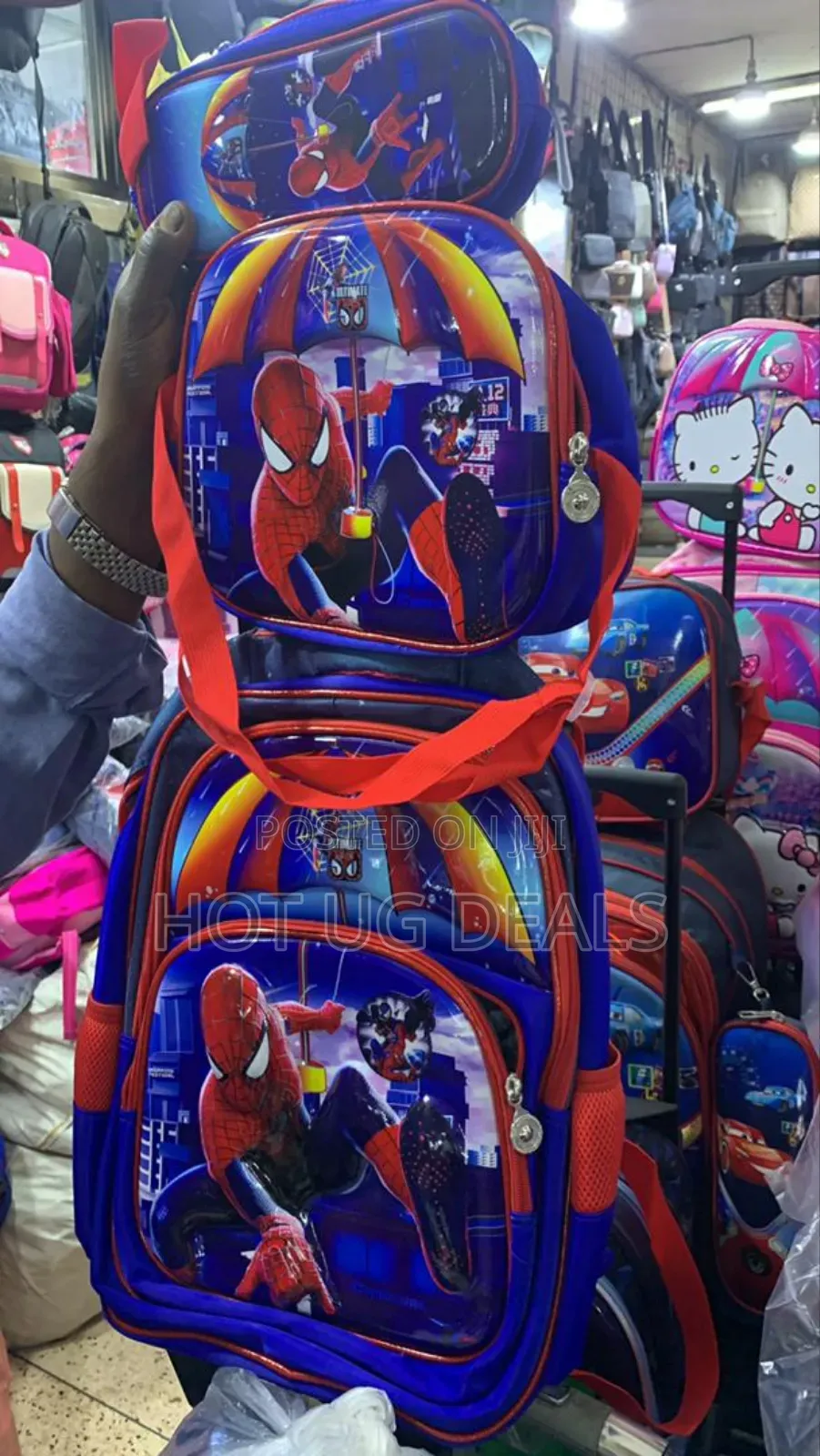 3 Piece Kids School Bag Lunch Bag Pen Pouch Carrier Bag -multicolor