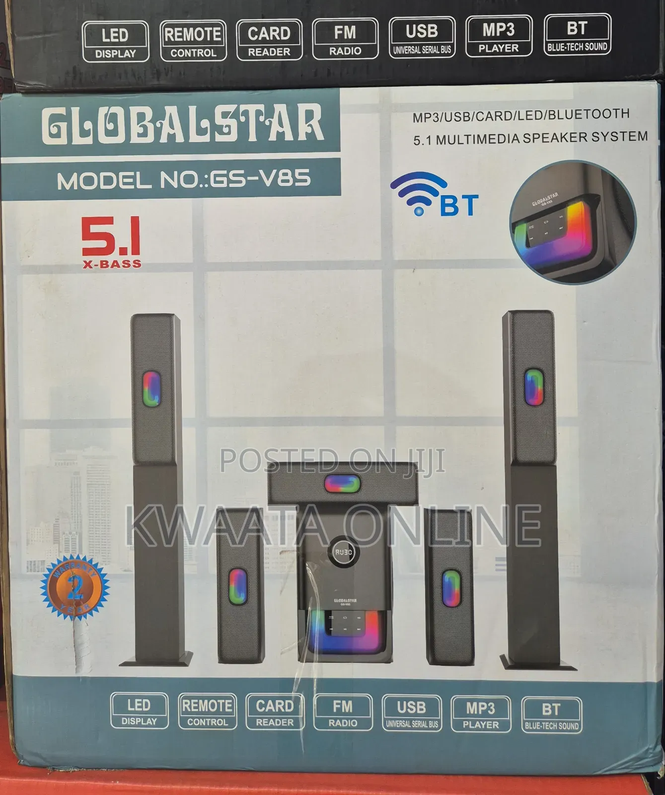 5.Ch Global Star Bluetooth Home Theatre Gs-V85 8multispeaker System