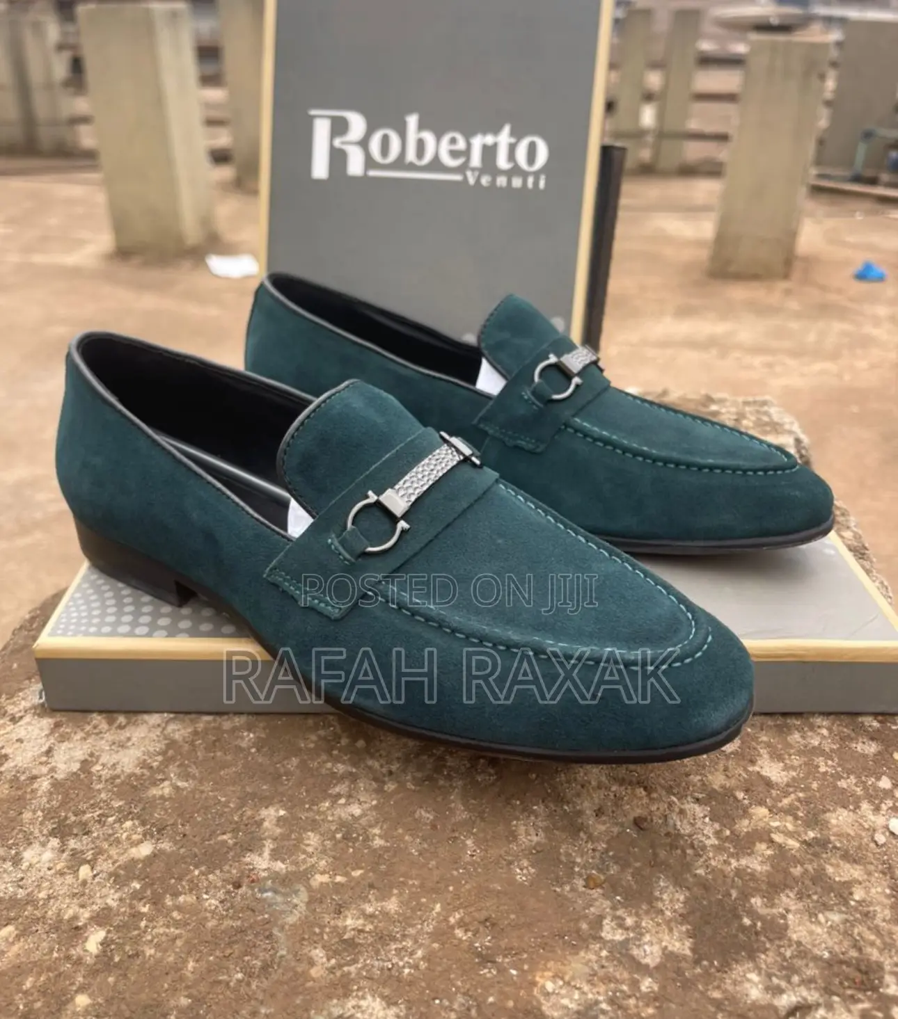 Original Men’S Classic Green Suede Salvatore Ferragamo Loafers