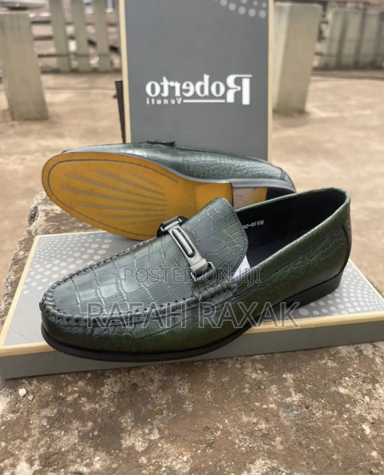Original Green K.N.Weston Snake Skin Leather Loafers