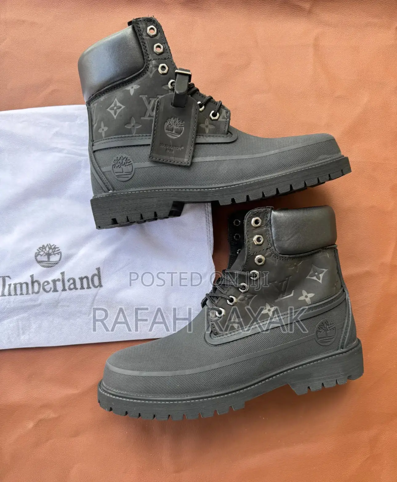 Original Black Timberland X Louis Vuitton 6 Inch Waterproof  Boots