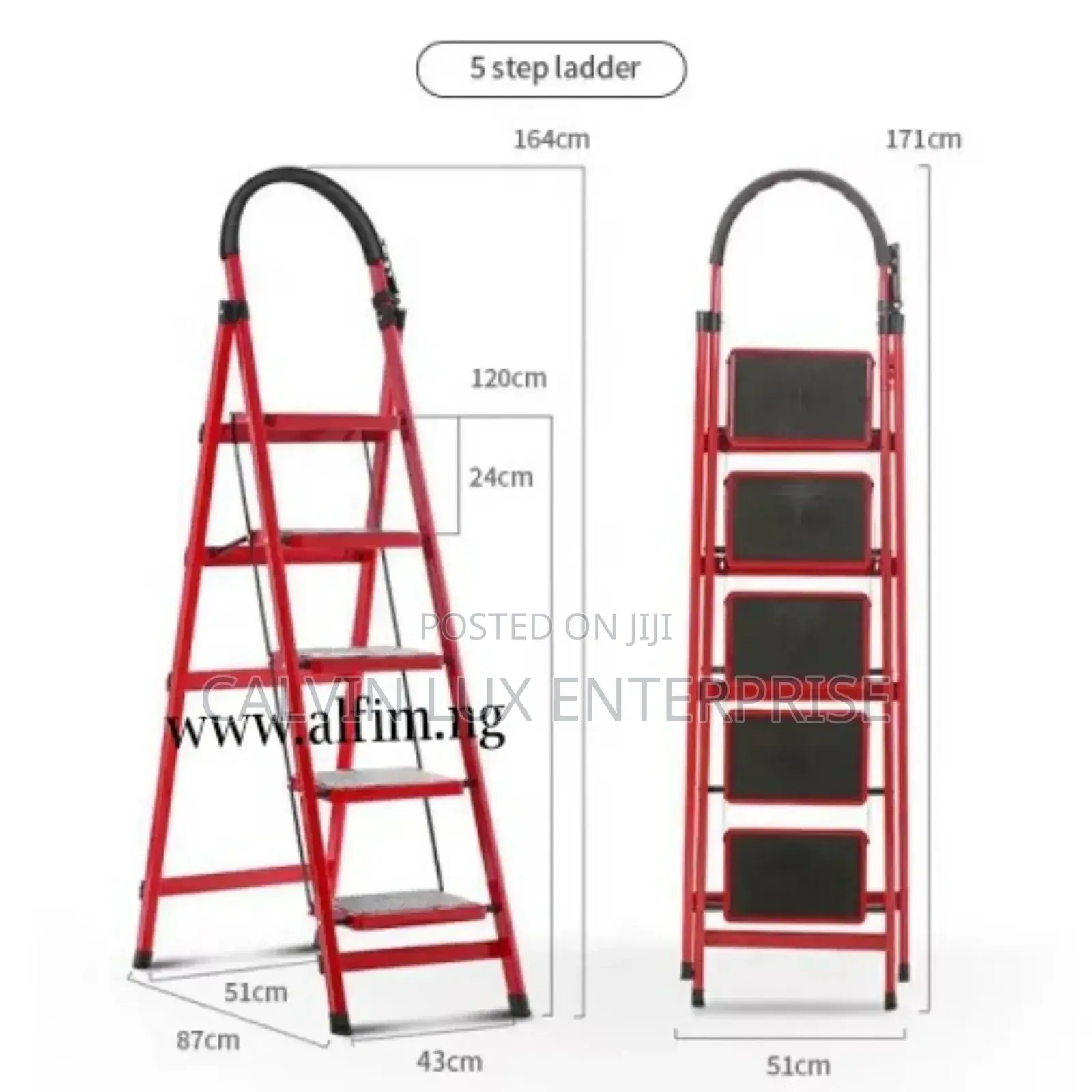 Foldable Ladder 5 Steps Red Color