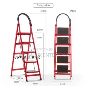 Foldable Ladder 5 Steps Red Color