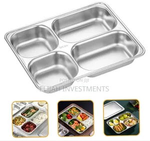 4 Pack Stainless Steel Rectangular Divided Plates Tray