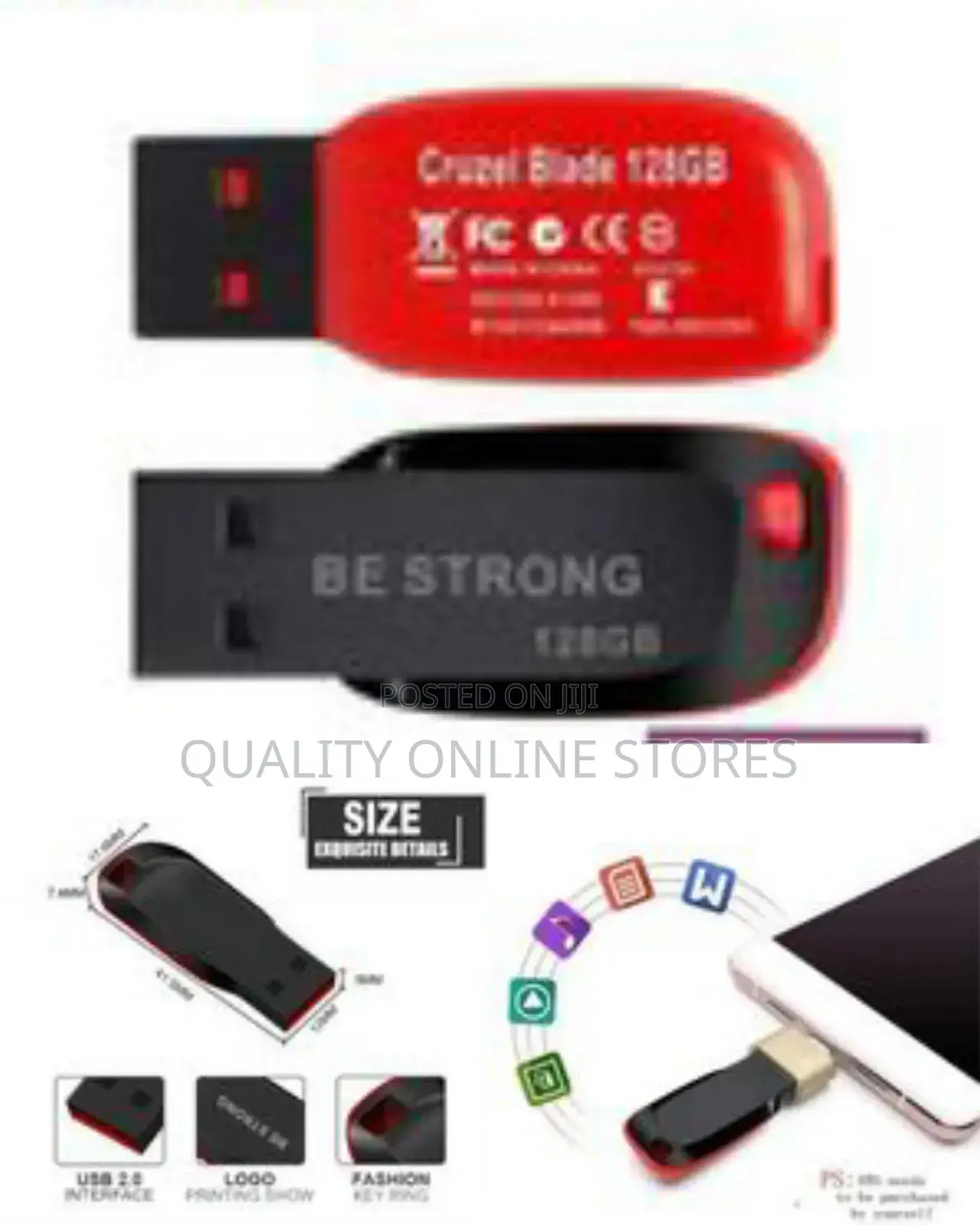 Be Strong 128g Usb Flash Drive Small and Convenient Pen Drive Red