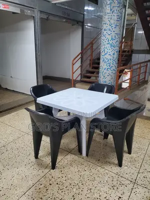 Plastic White Square Table and Chairs Set