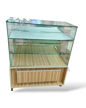 Secure Display Counter 3x1x2ft 3-Layer With Lock and Safe -