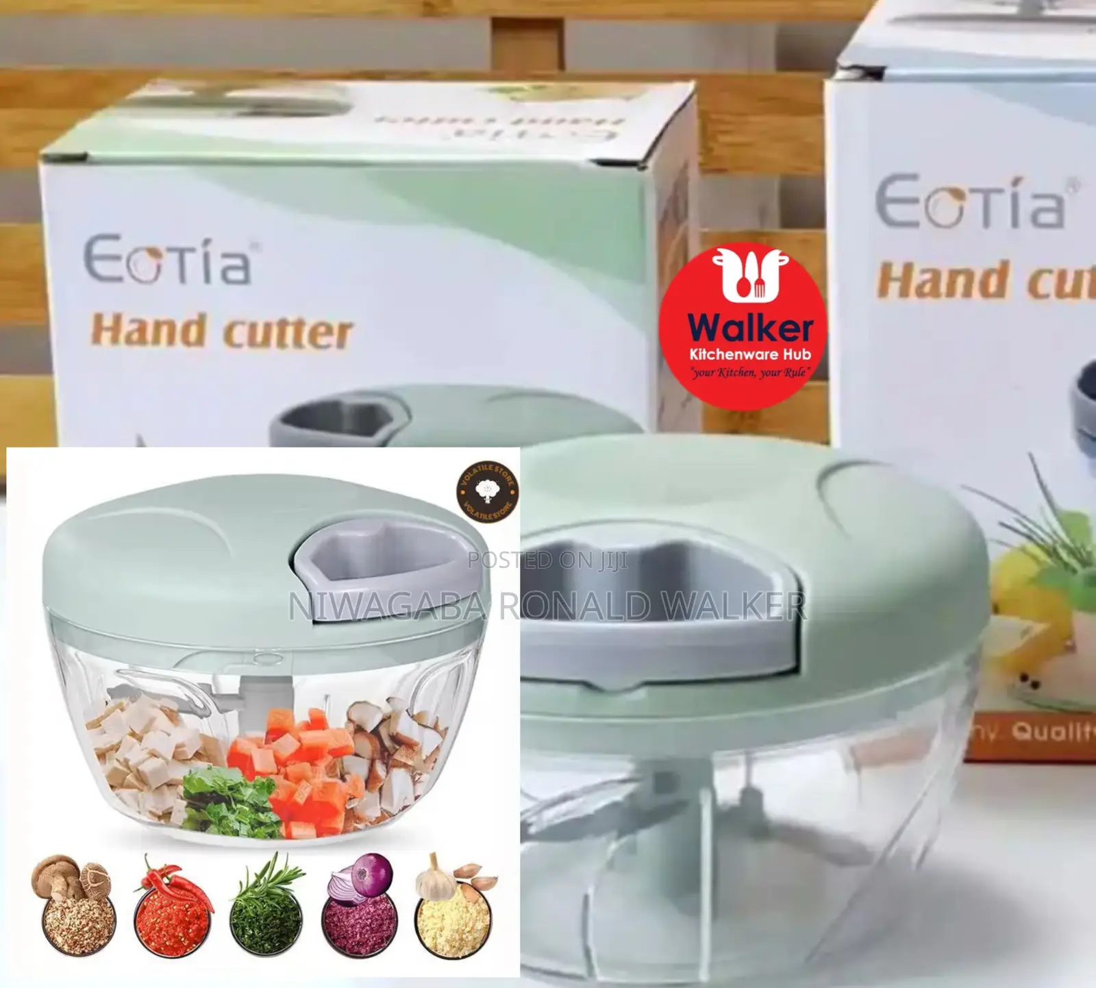 Hand-Pull Food Processor / Vegetable Chopper With 3-Blades