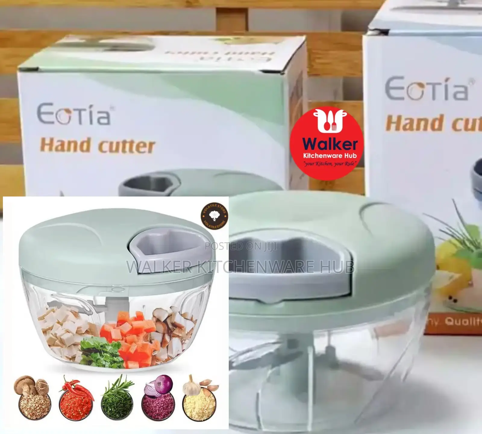 Hand-Pull Food Processor / Vegetable Chopper With 3-Blades