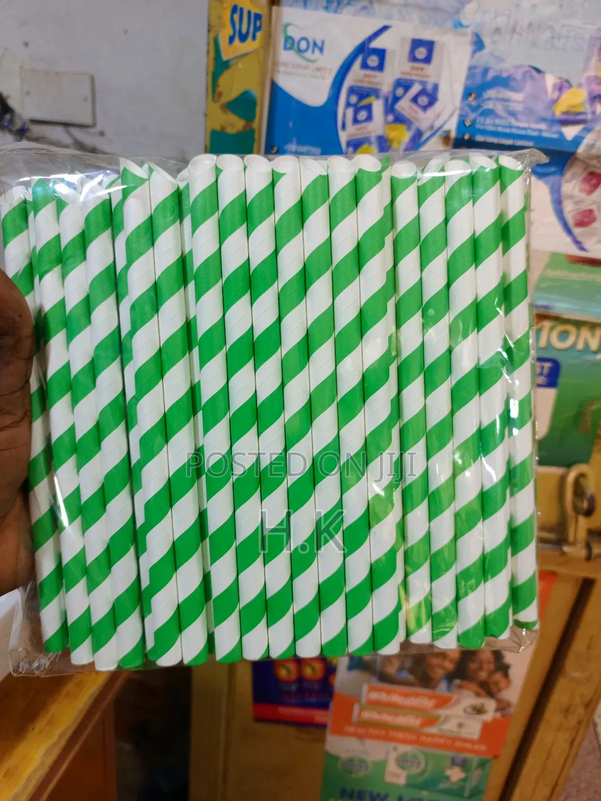 White Striped Paper Straws 100pcs