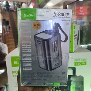 Power Bank 80000mah Bavin 22.5w Fast Charging With Led