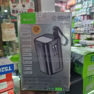 Power Bank 80000mah Bavin 22.5w Fast Charging With Led