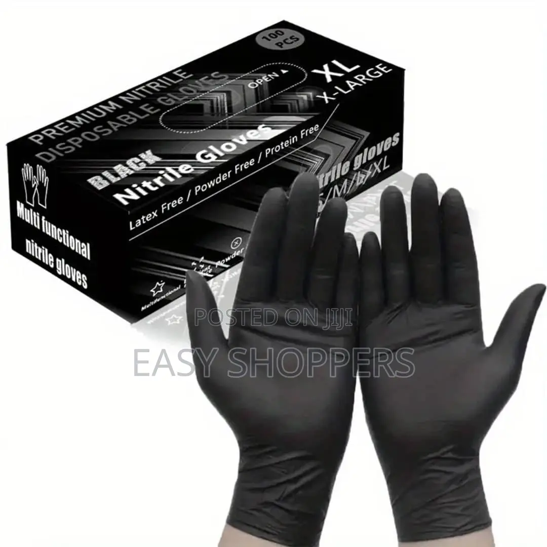 Box of Premium Black Nitrile Disposable Gloves 100 Pieces
